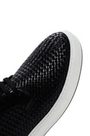 Men's Black Lace-Up Knitted Leather Casual Shoes | Derimod