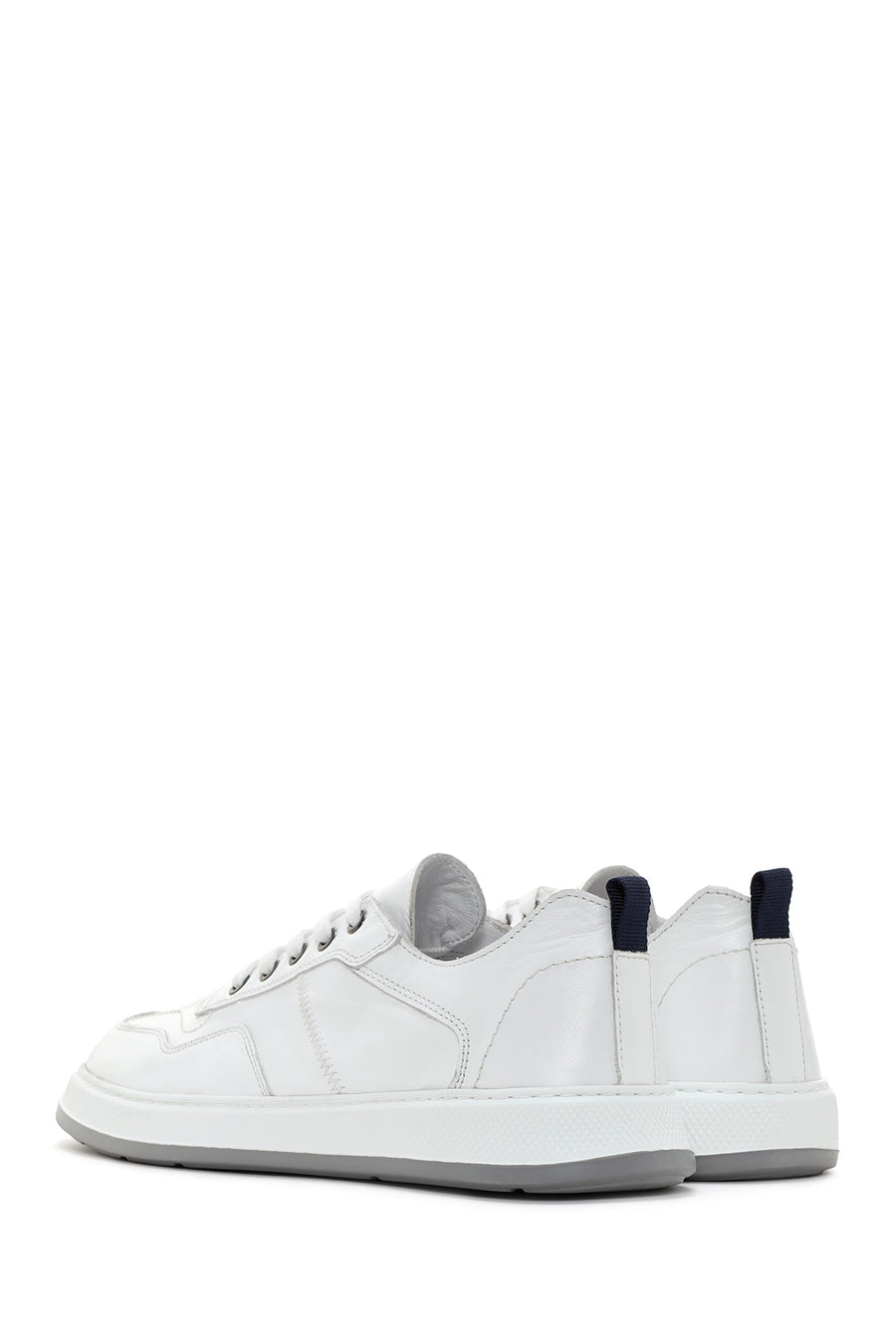 Men's White Lace-up Leather Sneaker