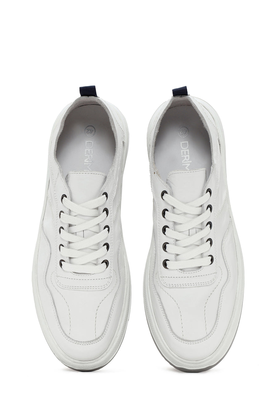 Men's White Lace-up Leather Sneaker