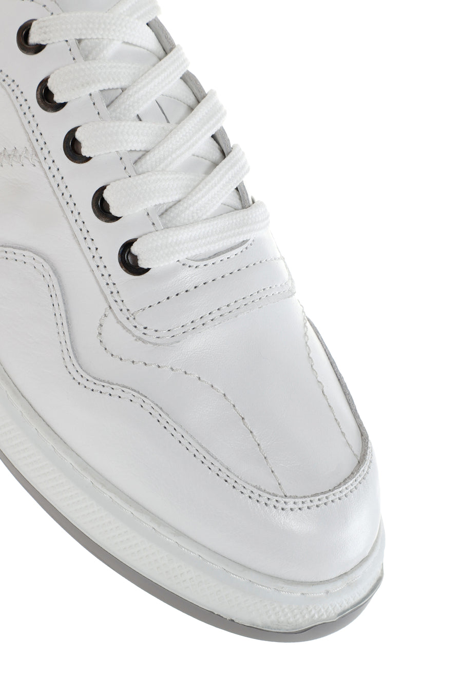 Men's White Lace-up Leather Sneaker