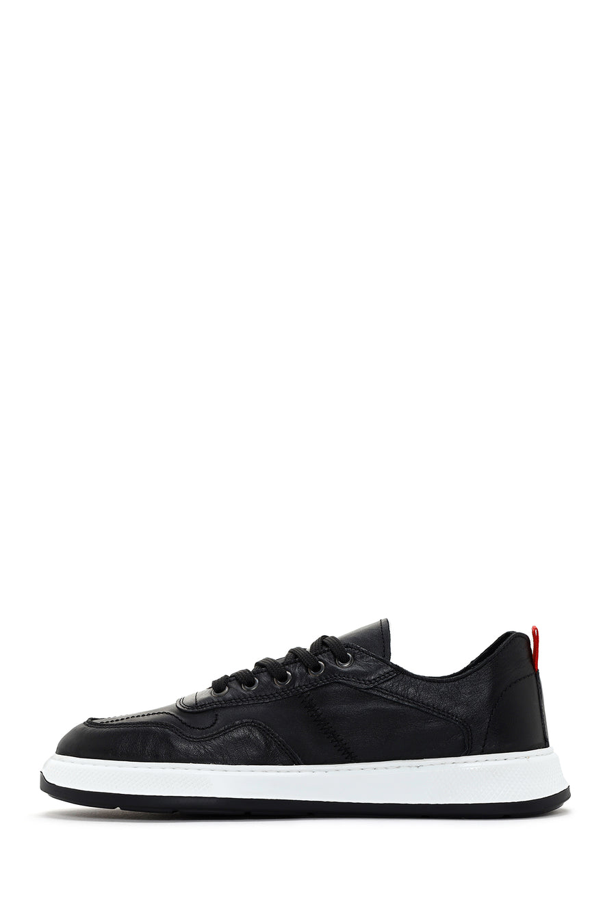 Men's Black Lace-up Leather Sneaker