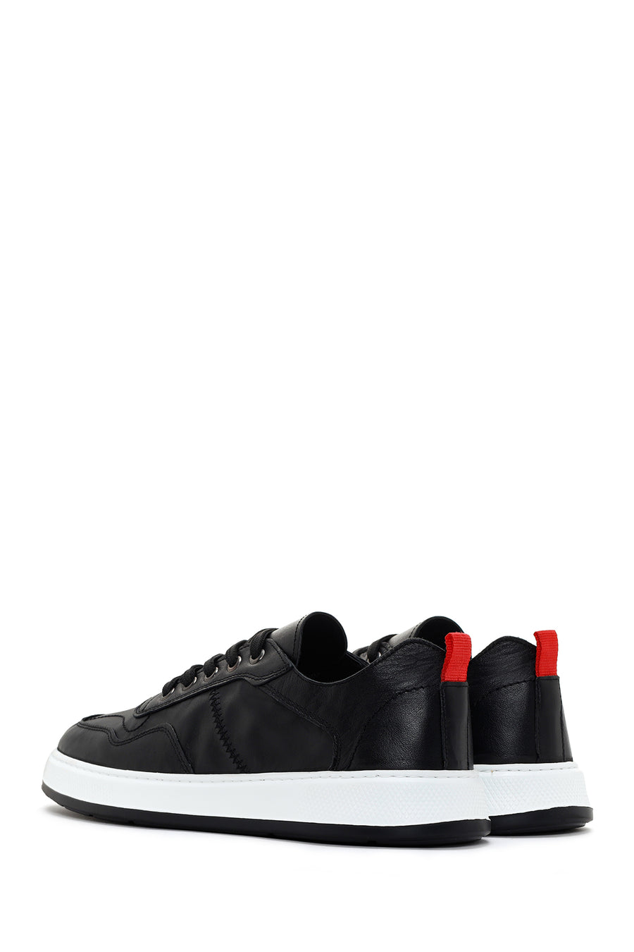 Men's Black Lace-up Leather Sneaker