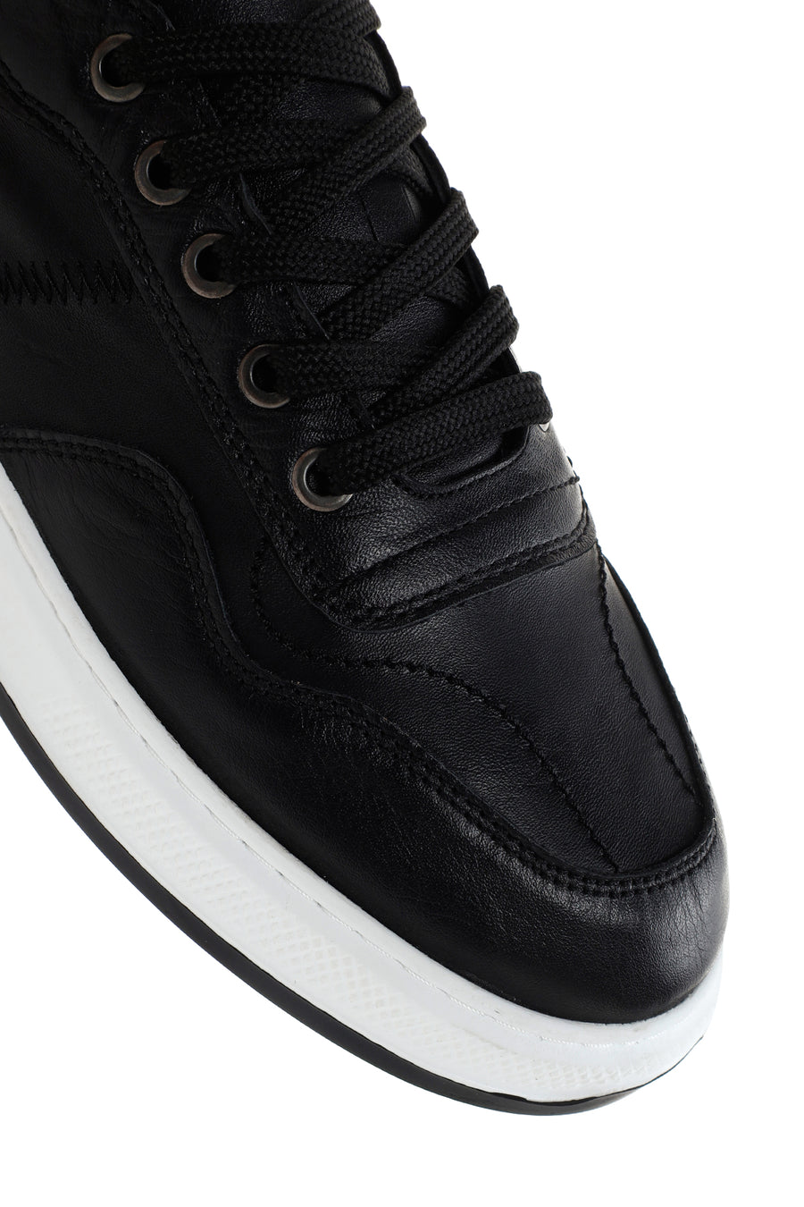 Men's Black Lace-up Leather Sneaker