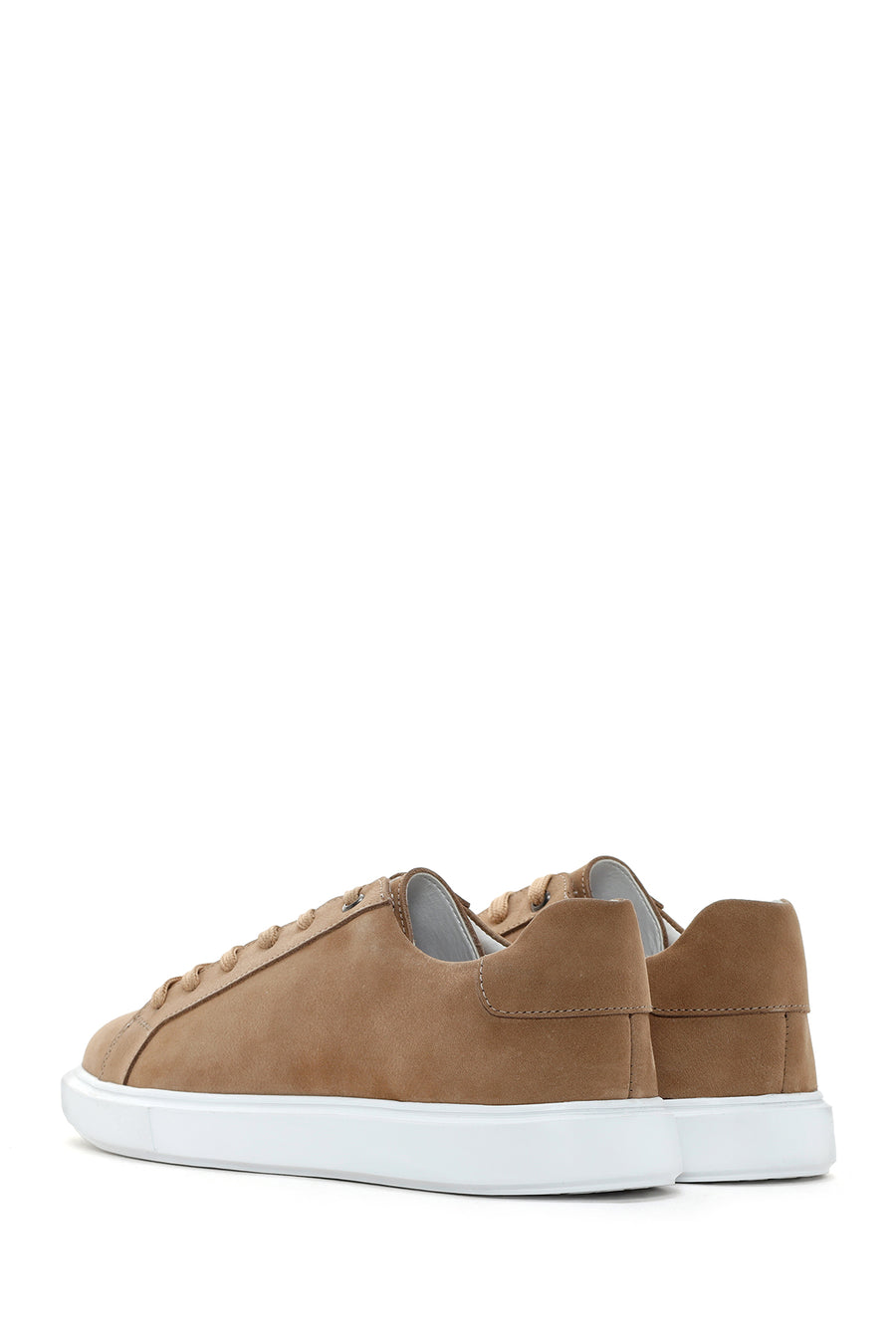 Erkek Vizon Bağcıklı Nubuk Deri Sneaker