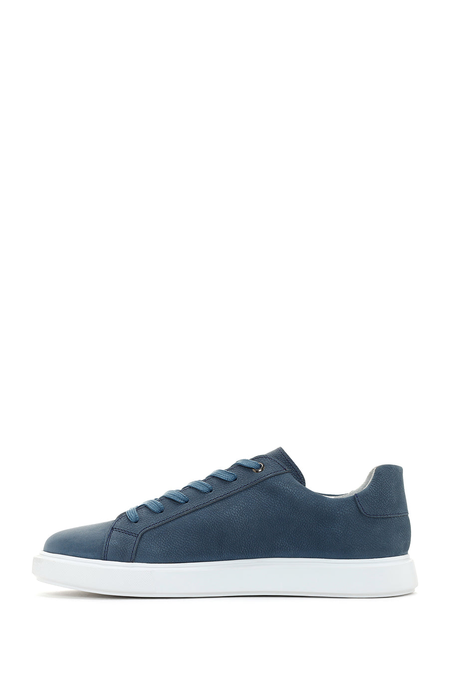Erkek Lacivert Bağcıklı Nubuk Deri Sneaker