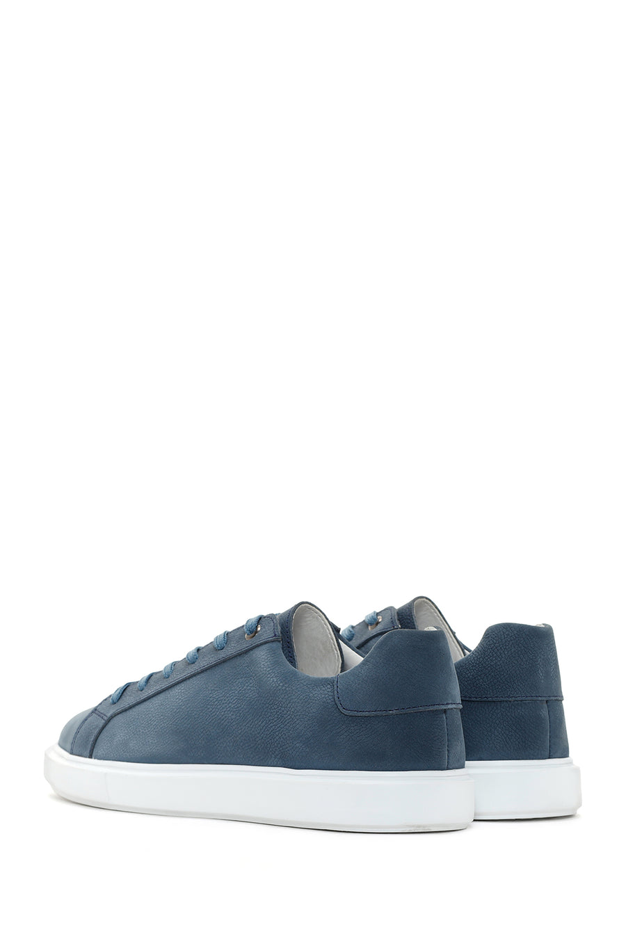 Erkek Lacivert Bağcıklı Nubuk Deri Sneaker