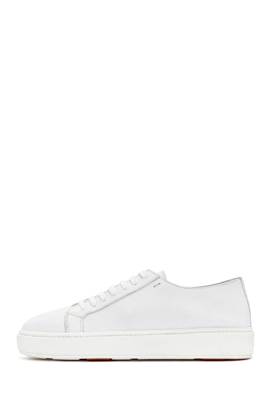 Men's White Lace-up Leather Sneaker