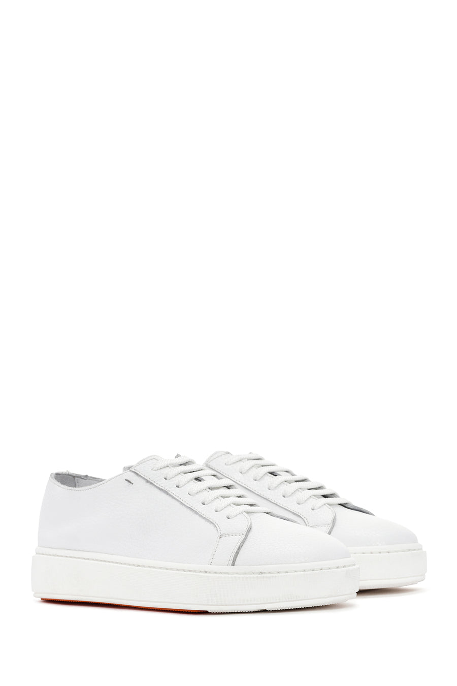 Men's White Lace-up Leather Sneaker