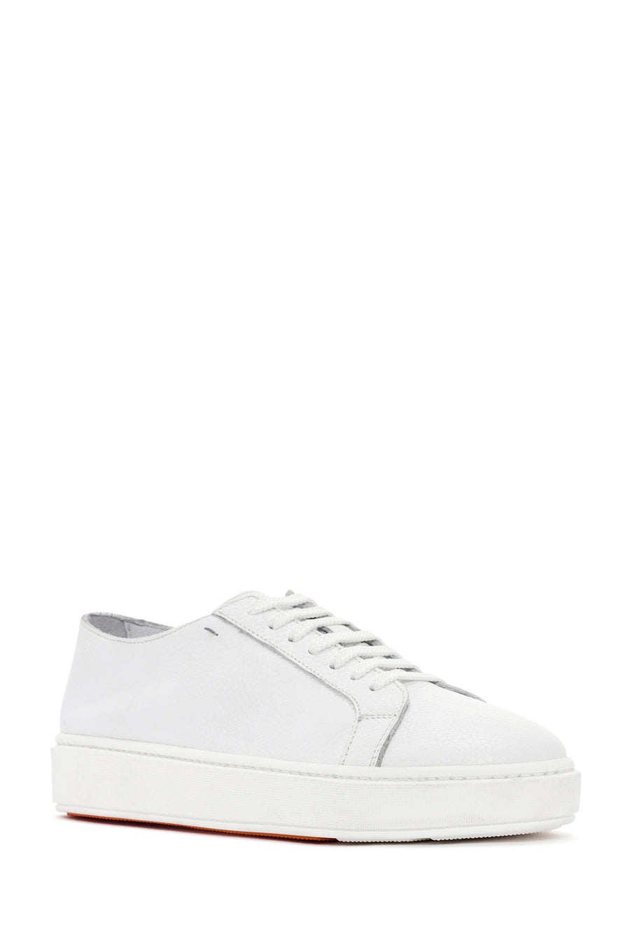 Men's White Lace-up Leather Sneaker