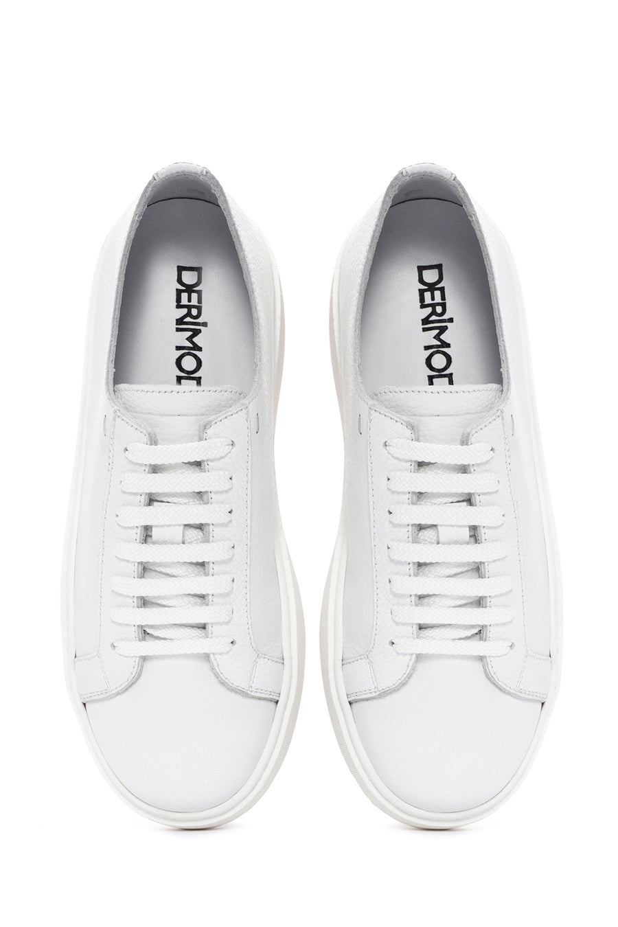 Men's White Lace-up Leather Sneaker