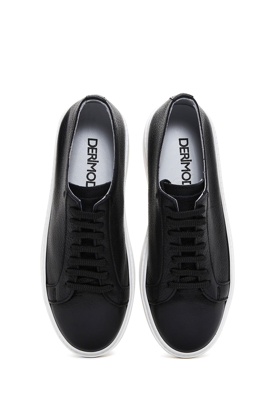 Men's Black Lace-up Leather Sneaker