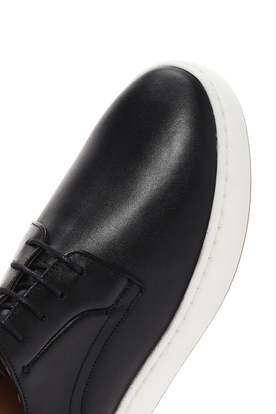 Erkek Siyah Bağcıklı Deri Sneaker
