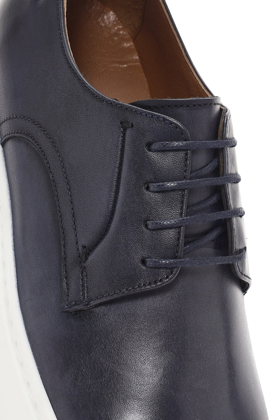 Men's Navy Blue Lace-Up Leather Sneaker