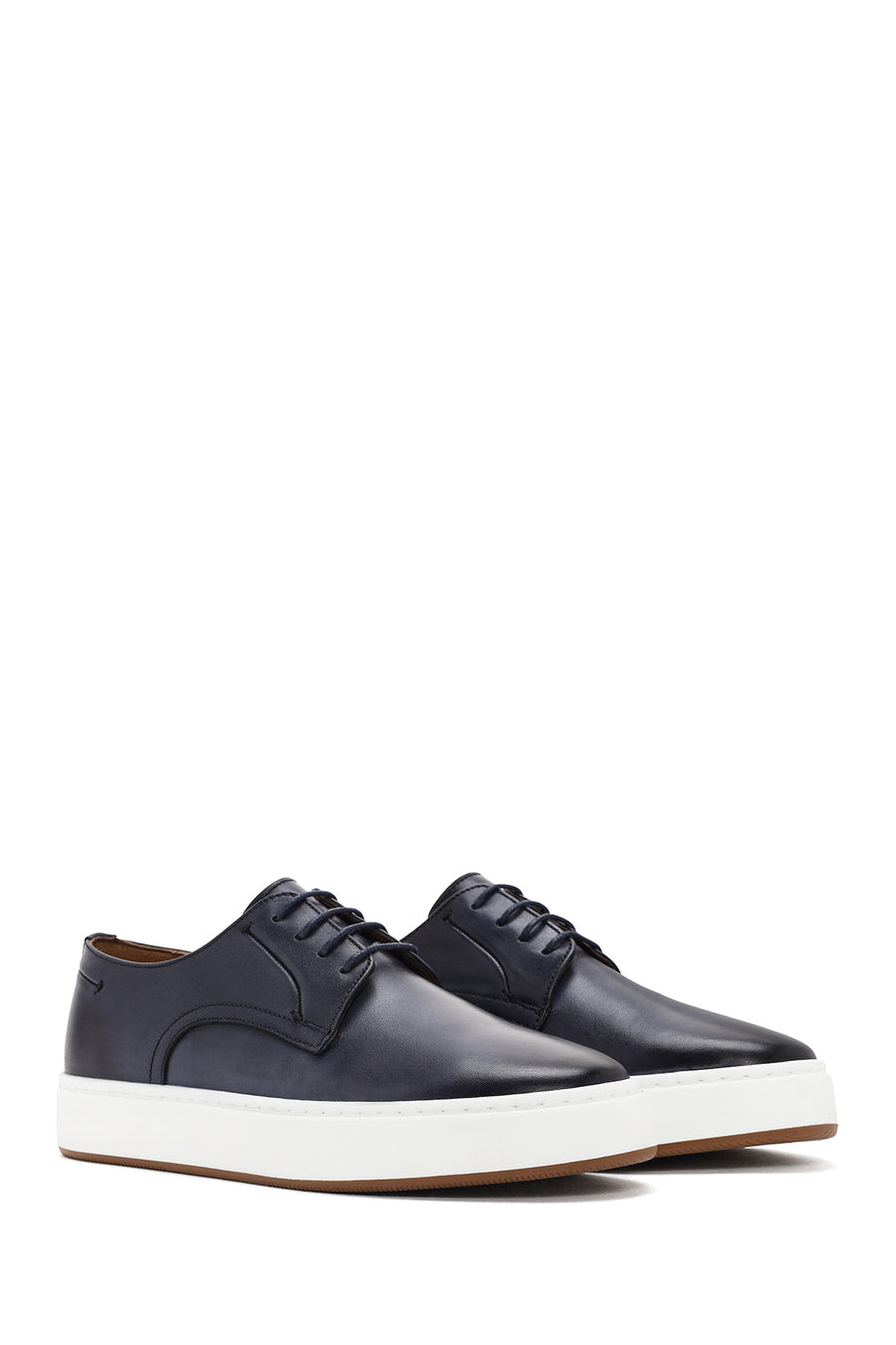 Men's Navy Blue Lace-Up Leather Sneaker