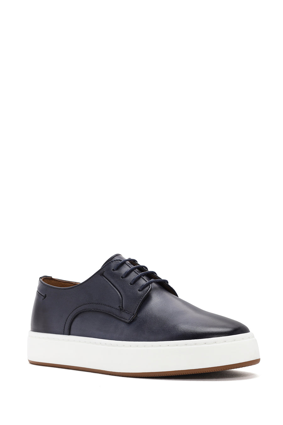 Men's Navy Blue Lace-Up Leather Sneaker