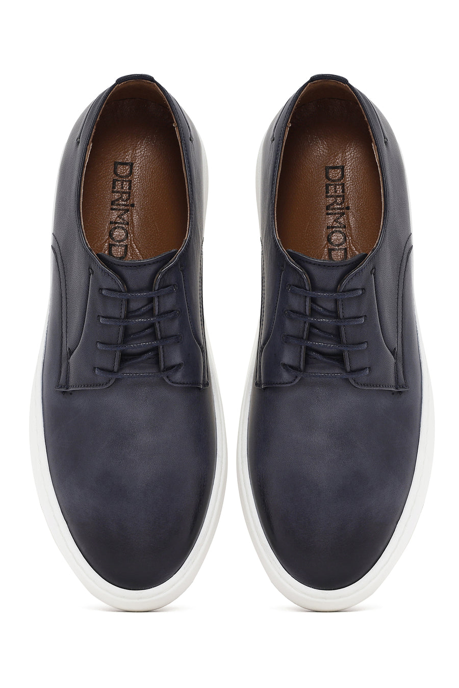 Men's Navy Blue Lace-Up Leather Sneaker