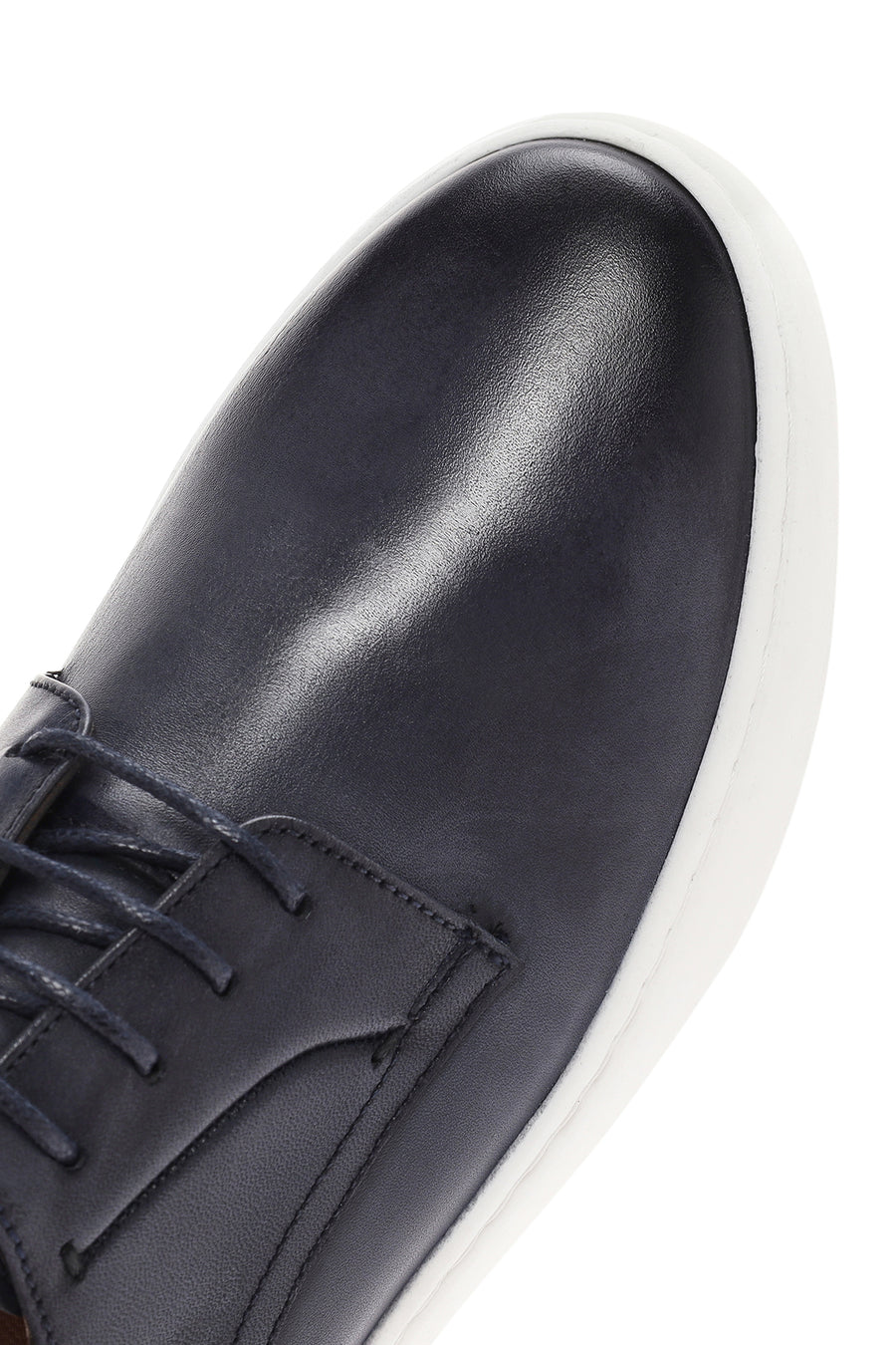 Men's Navy Blue Lace-Up Leather Sneaker