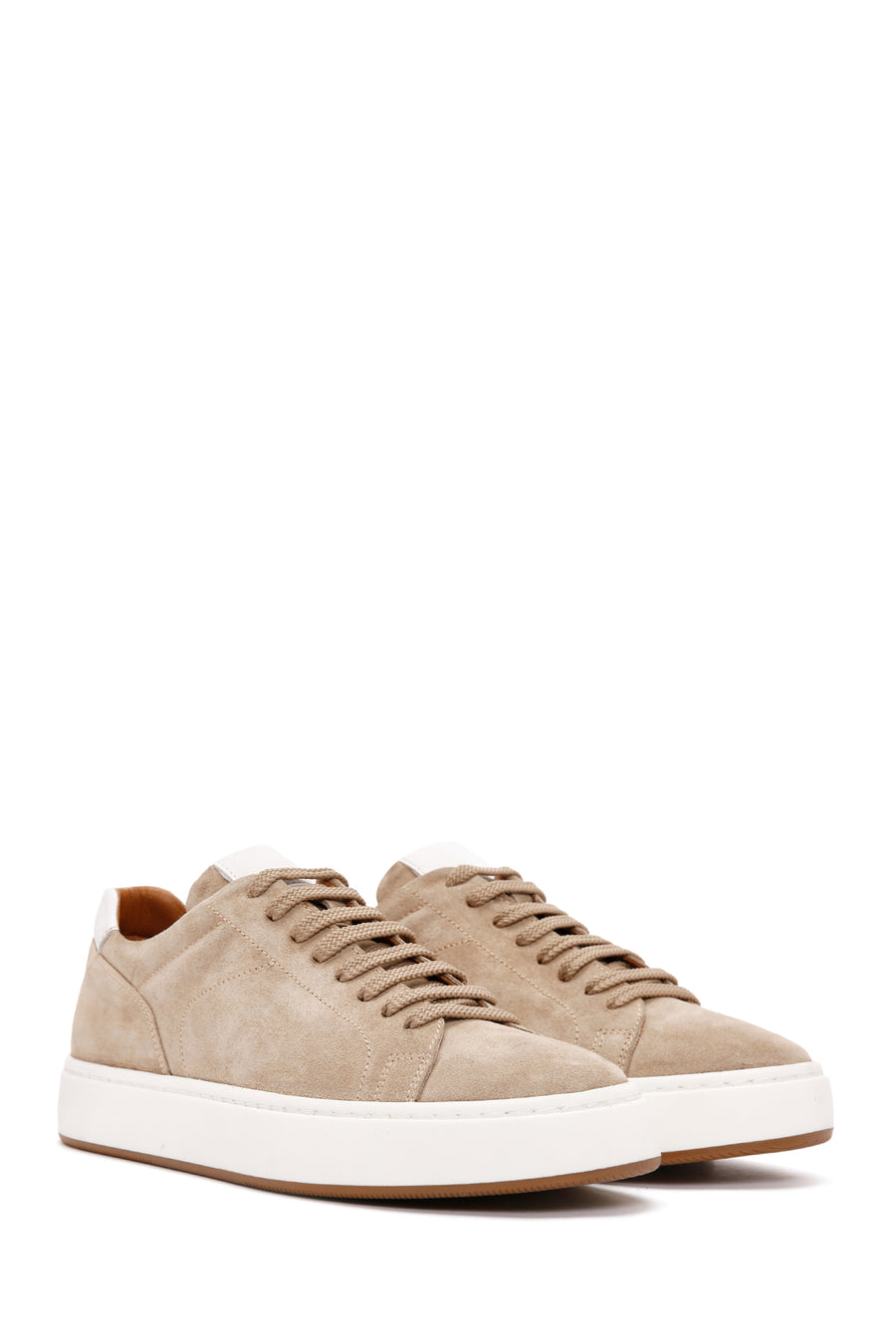 Men's Beige Lace-up Suede Leather Sneaker