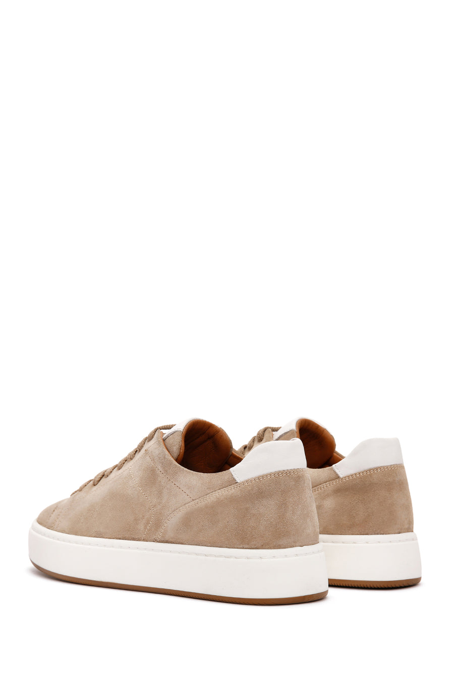 Men's Beige Lace-up Suede Leather Sneaker