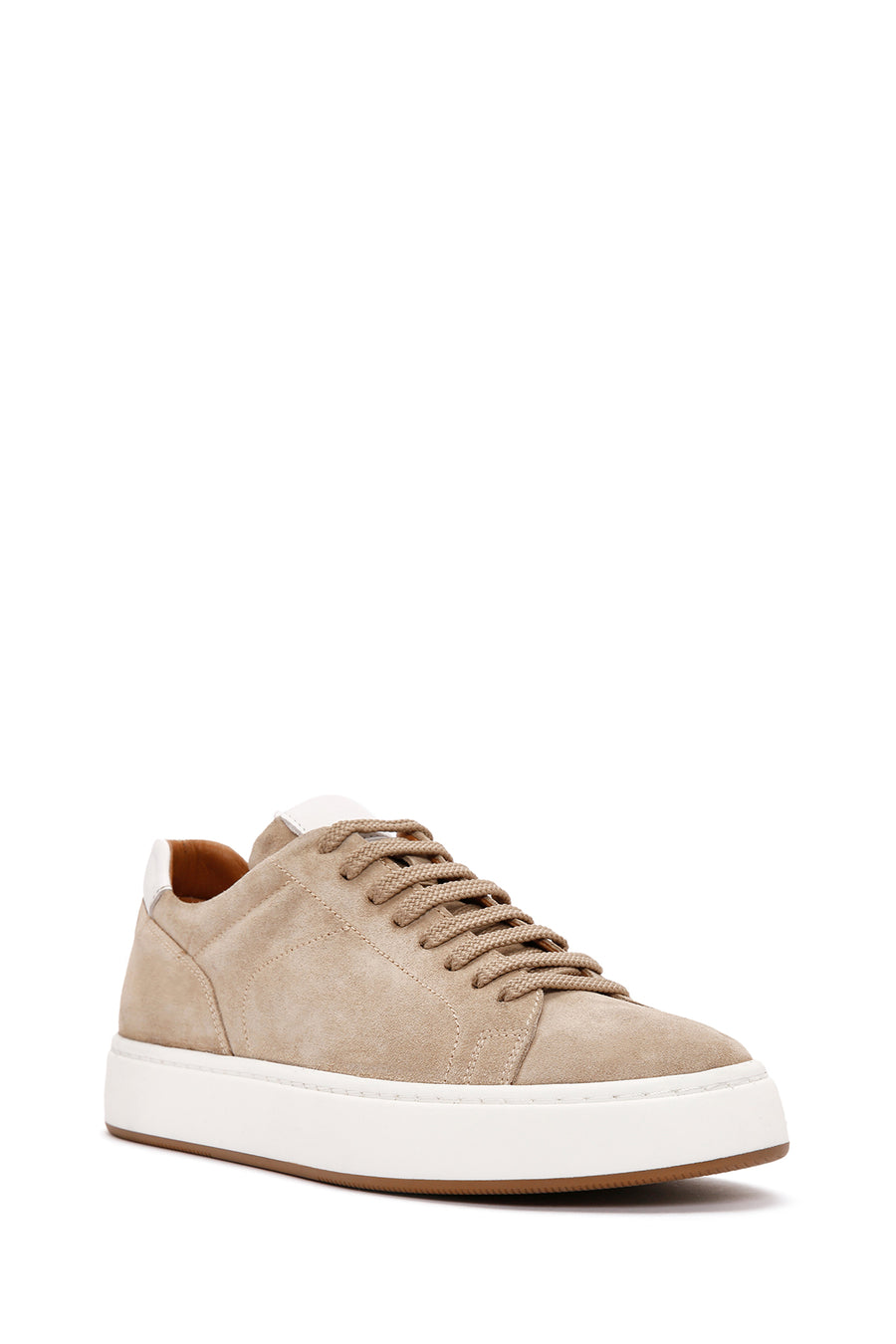 Men's Beige Lace-up Suede Leather Sneaker