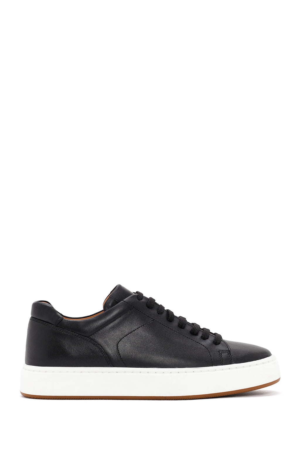 Erkek Siyah Bağcıklı Deri Sneaker