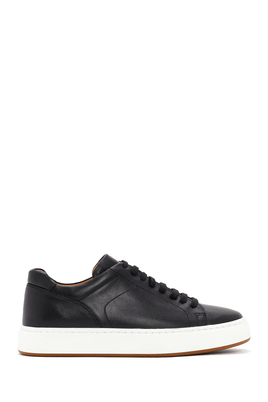 Men's Black Lace-up Leather Sneaker