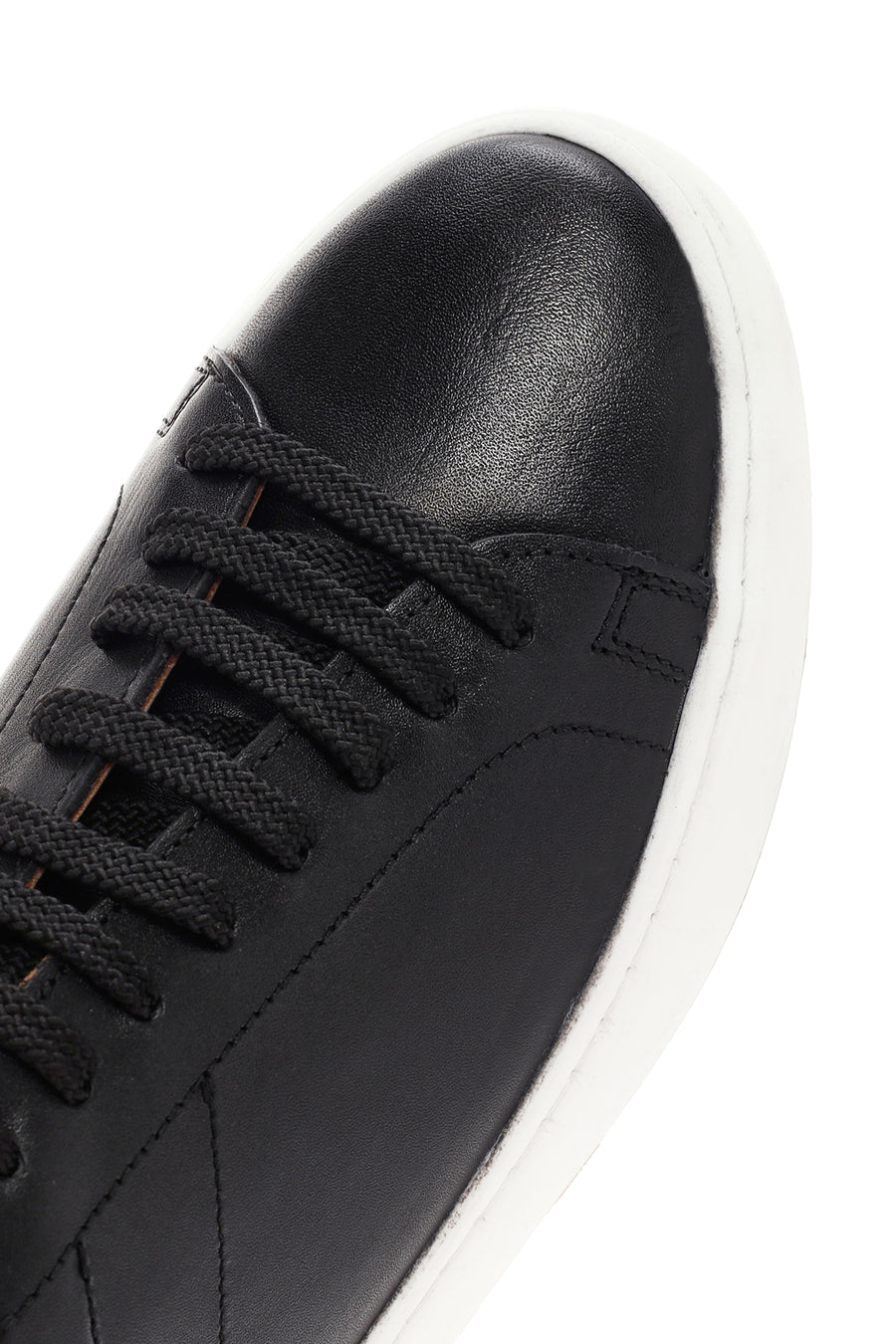 Men's Black Lace-up Leather Sneaker