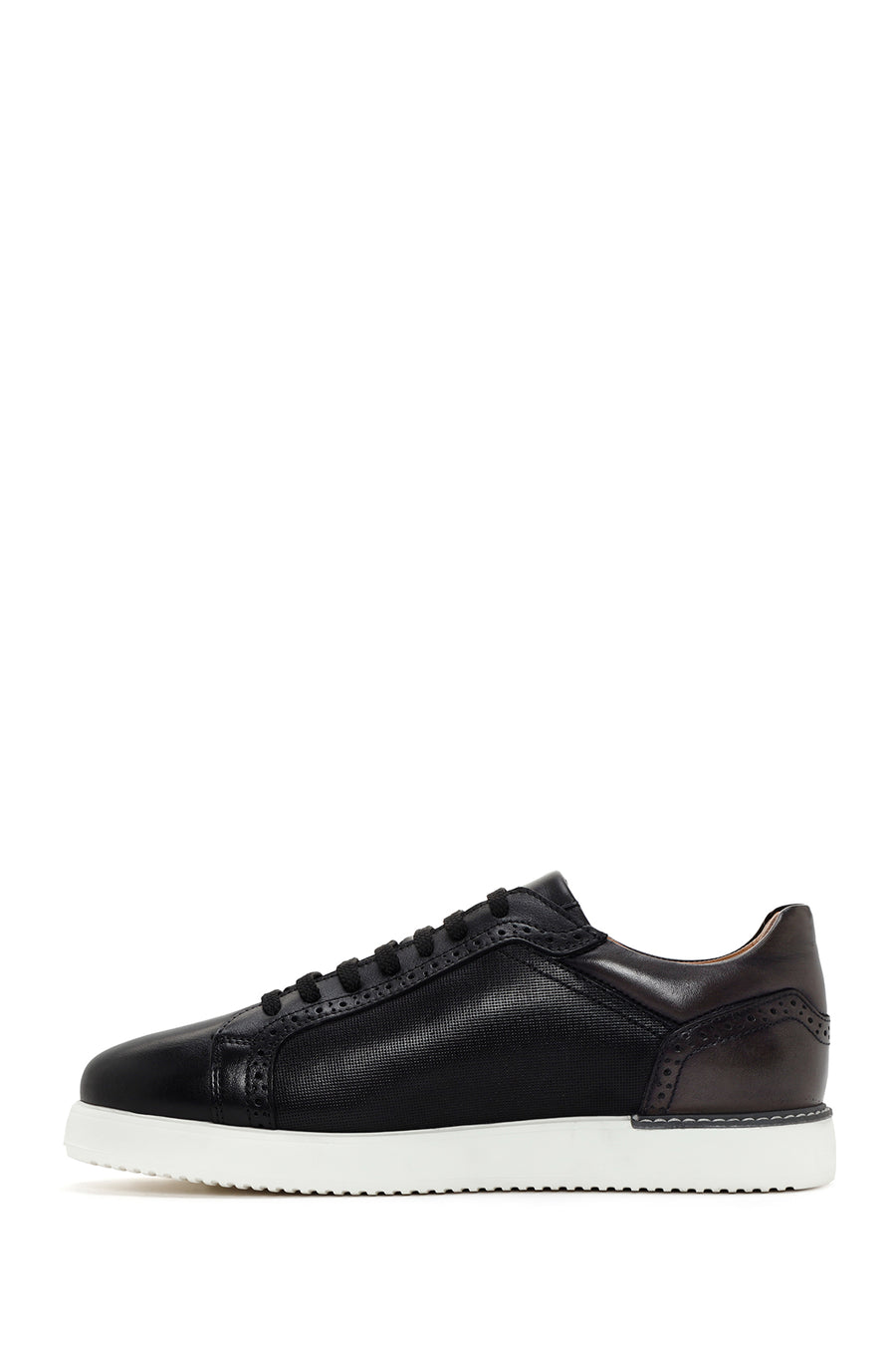 Men's Black Lace-up Leather Sneaker