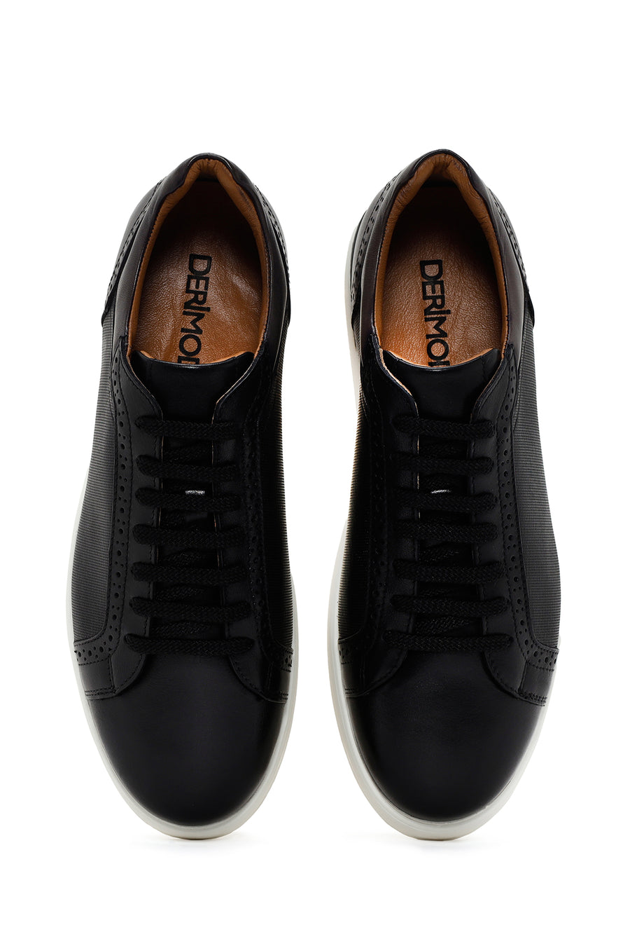 Men's Black Lace-up Leather Sneaker
