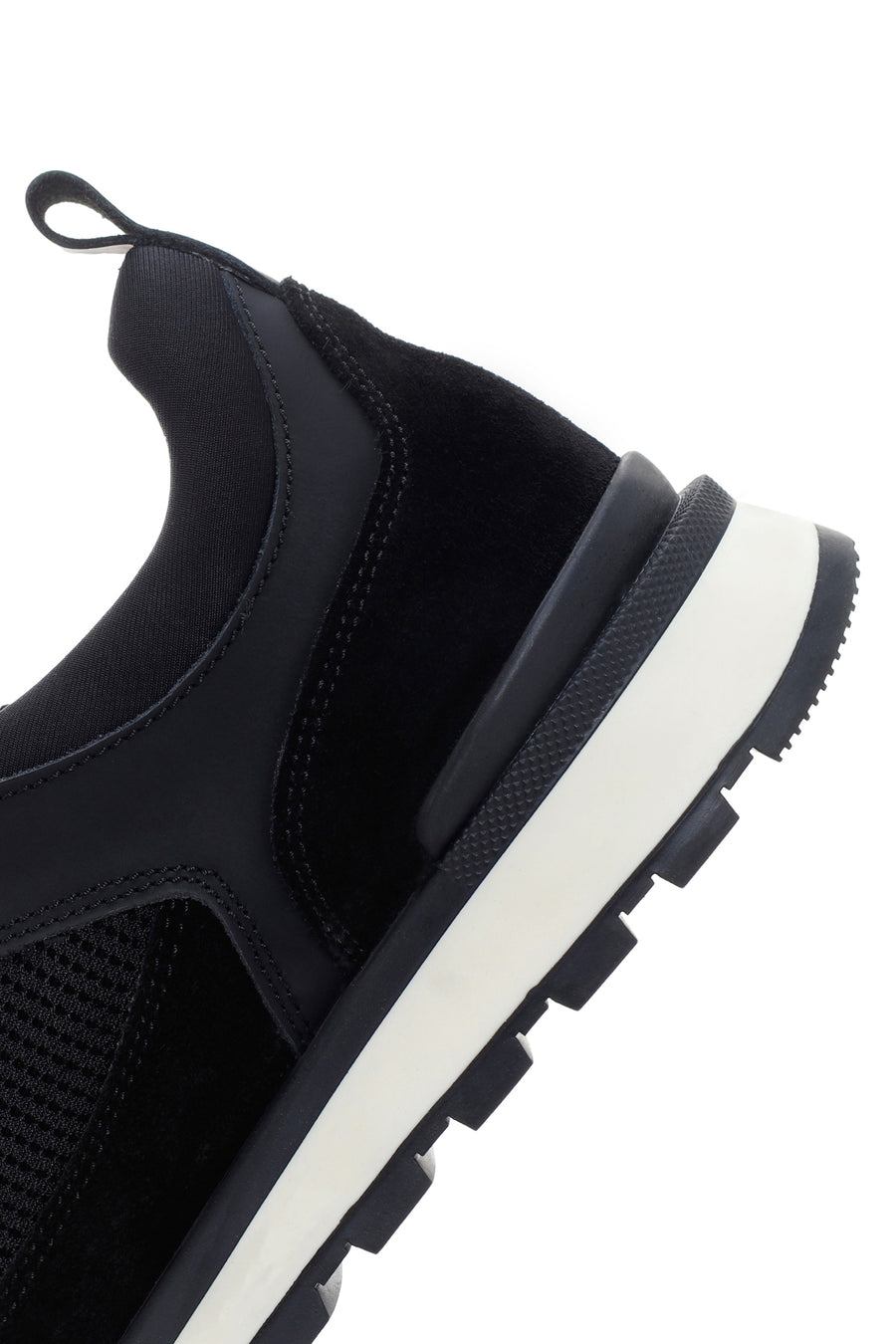 Erkek Siyah Bağcıklı Deri Sneaker