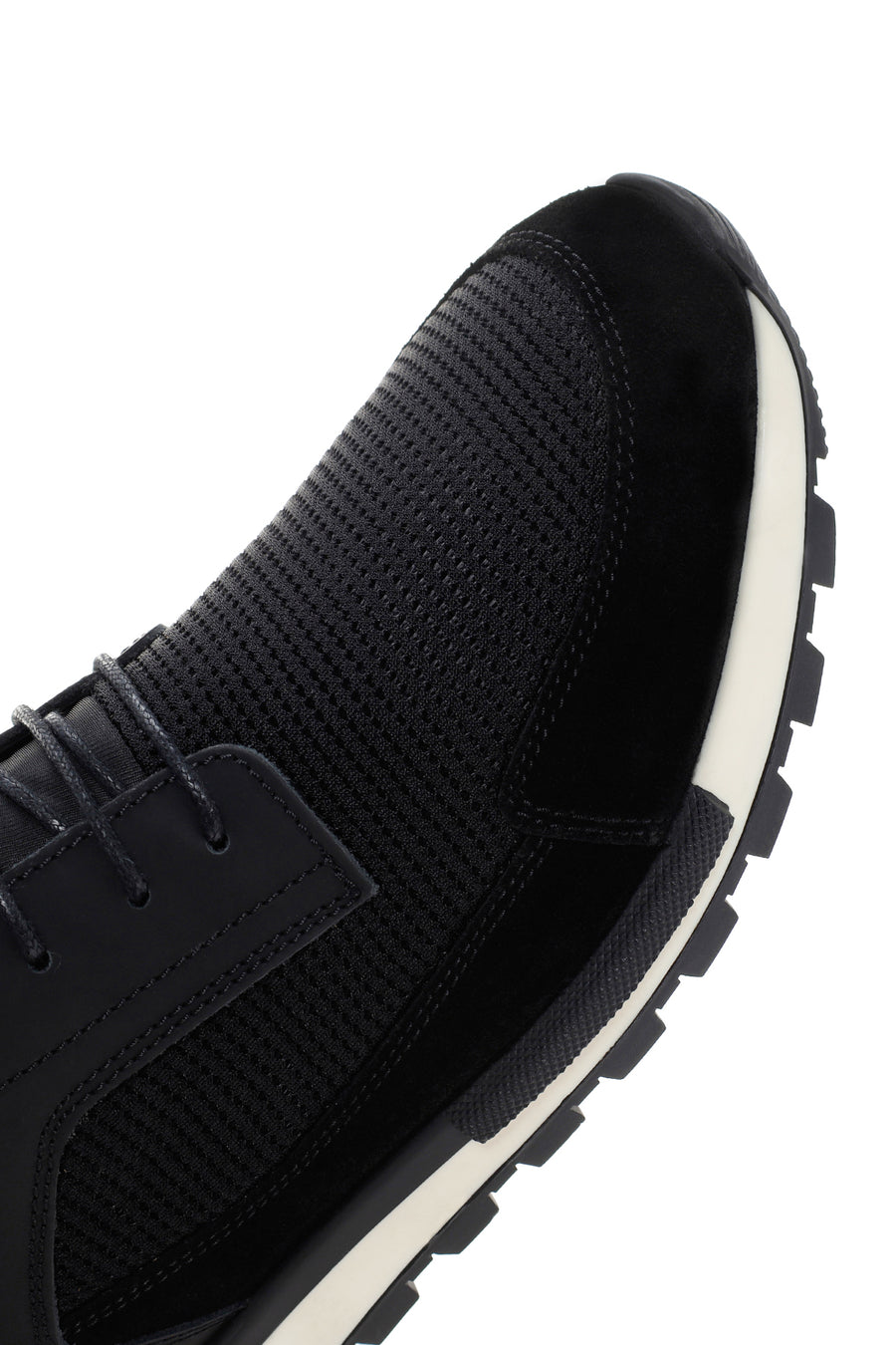 Erkek Siyah Bağcıklı Deri Sneaker