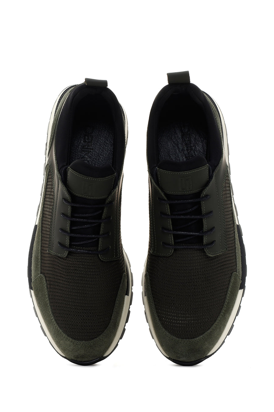 Erkek Haki Bağcıklı Deri Sneaker
