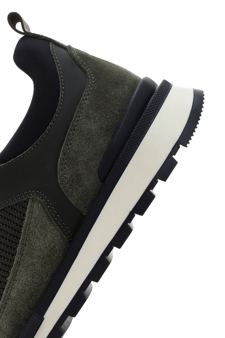 Erkek Haki Bağcıklı Deri Sneaker