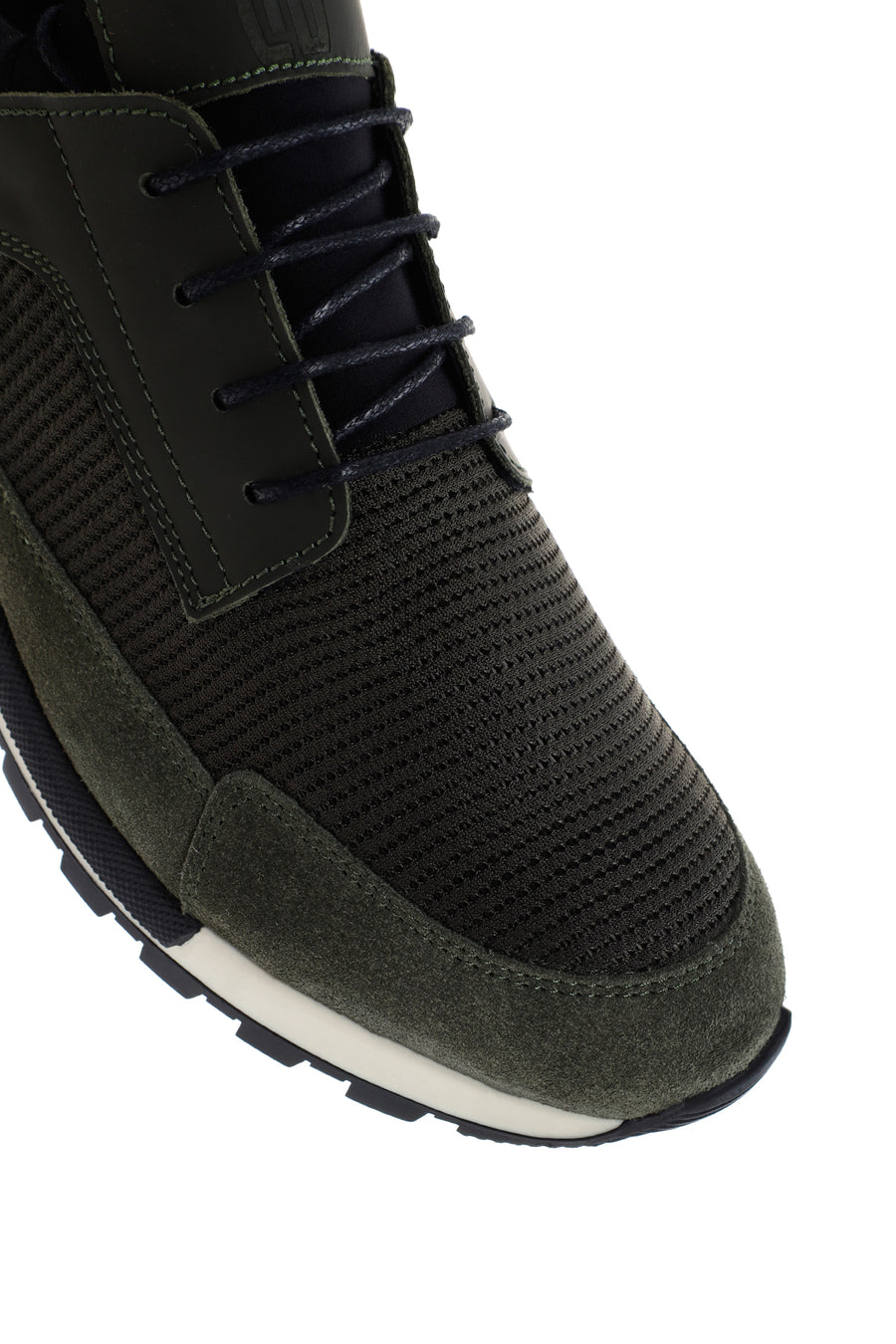 Erkek Haki Bağcıklı Deri Sneaker