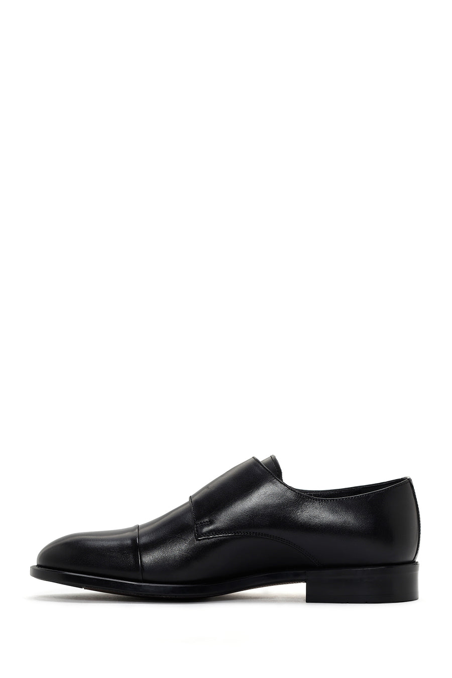 Men's Black Leather Monk Shoes