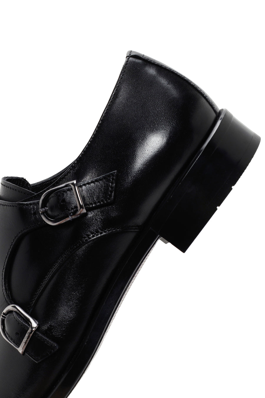 Men's Black Leather Monk Shoes