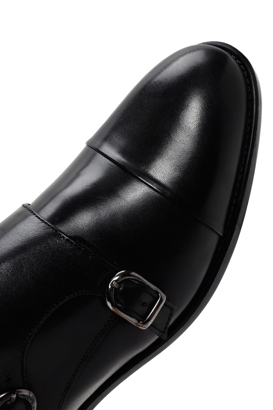 Men's Black Leather Monk Shoes