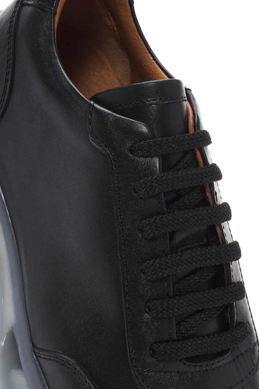 Men's Black Thick Sole Lace Up Leather Sneaker