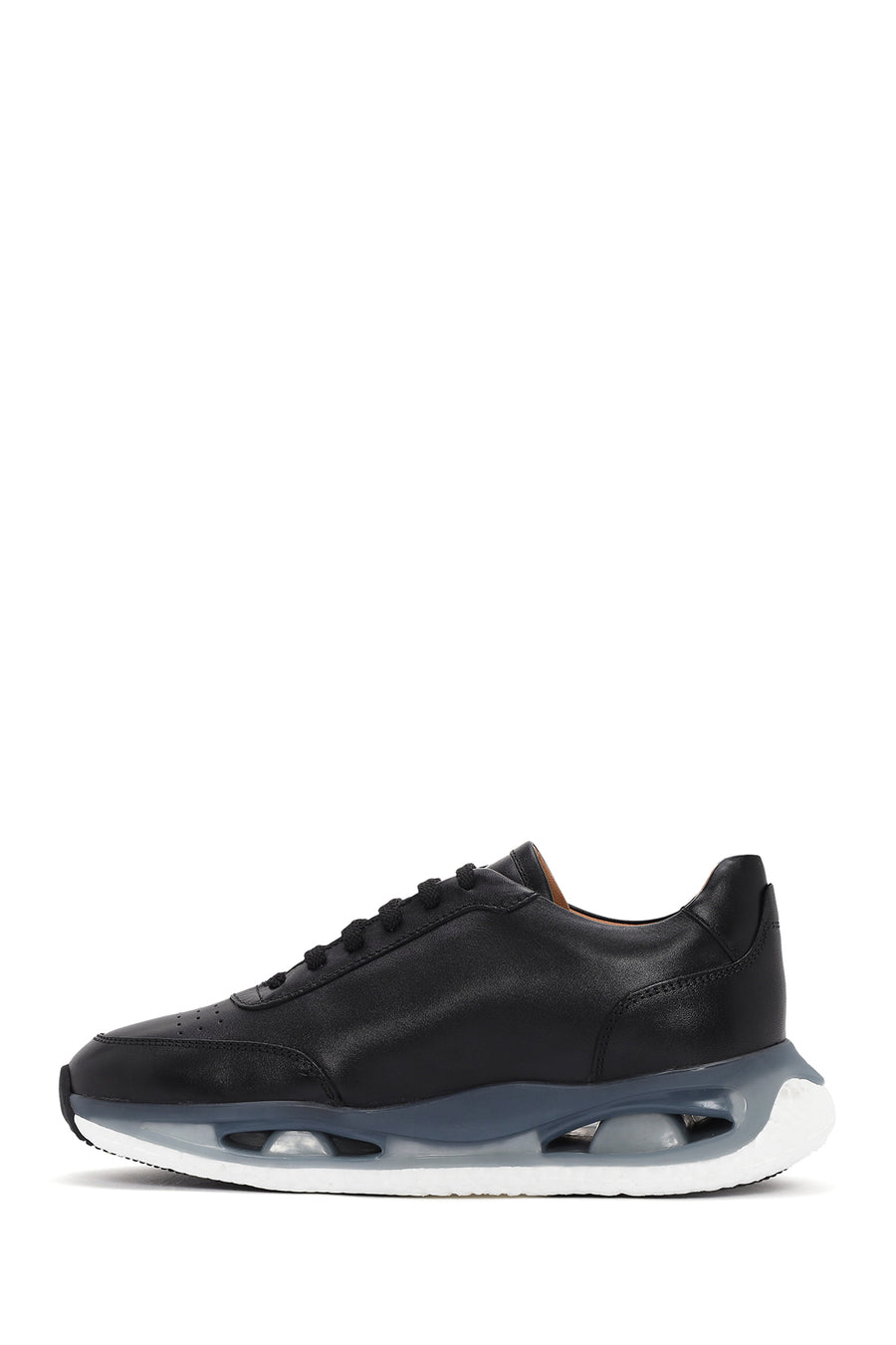 Men's Black Thick Sole Lace Up Leather Sneaker
