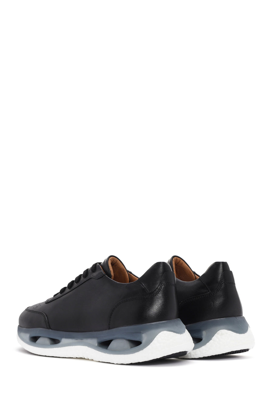 Men's Black Thick Sole Lace Up Leather Sneaker