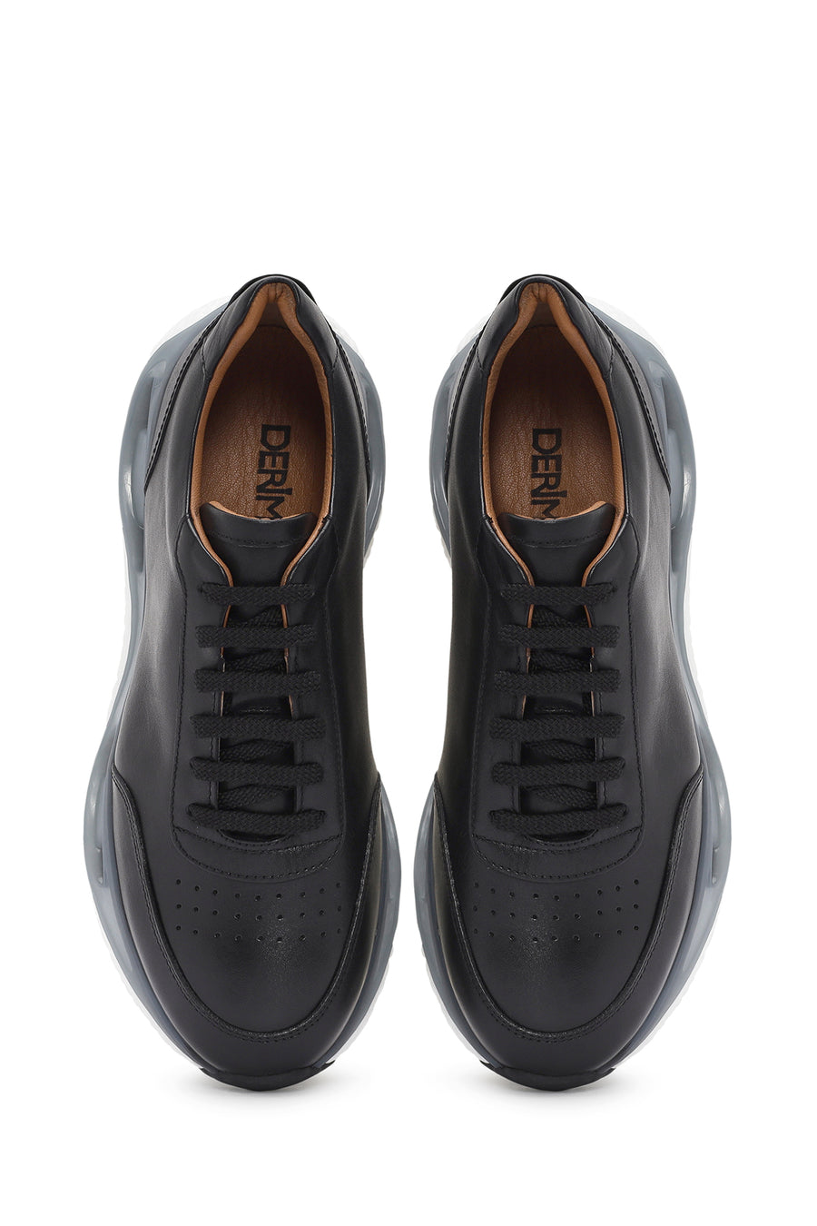 Men's Black Thick Sole Lace Up Leather Sneaker