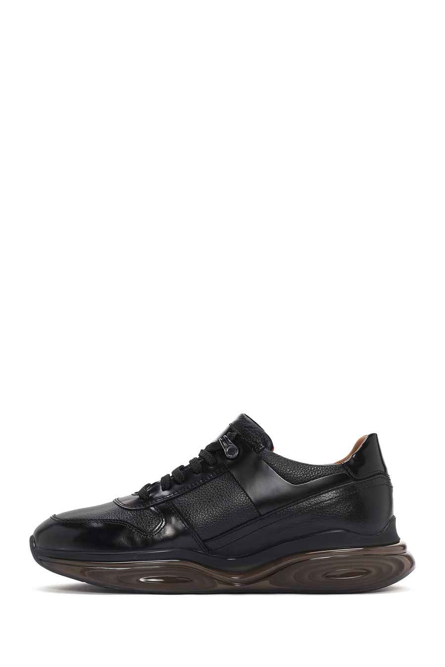 Men's Black Thick Sole Lace Up Leather Sneaker
