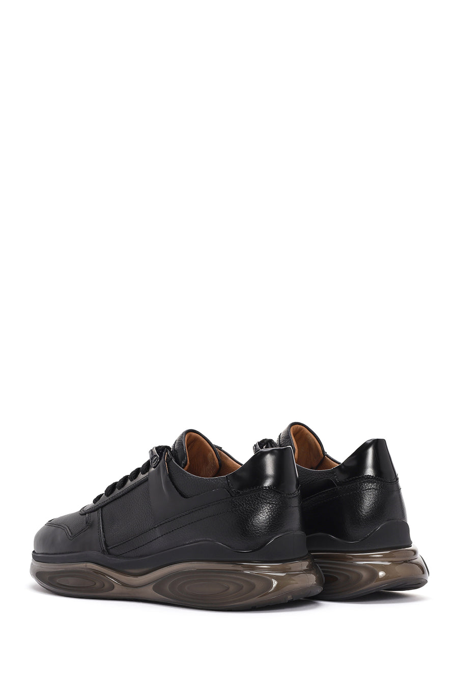 Men's Black Thick Sole Lace Up Leather Sneaker