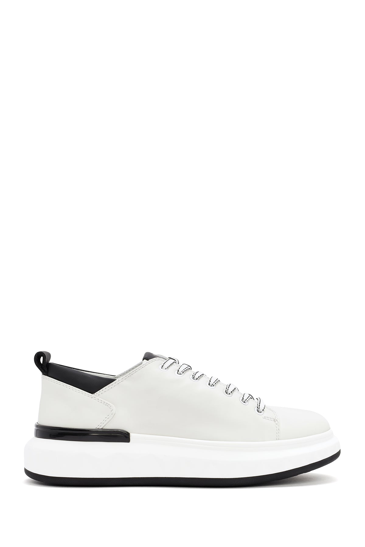 Erkek Beyaz Kalın Tabanlı Bağcıklı Deri Sneaker 24SFD623218 | Derimod