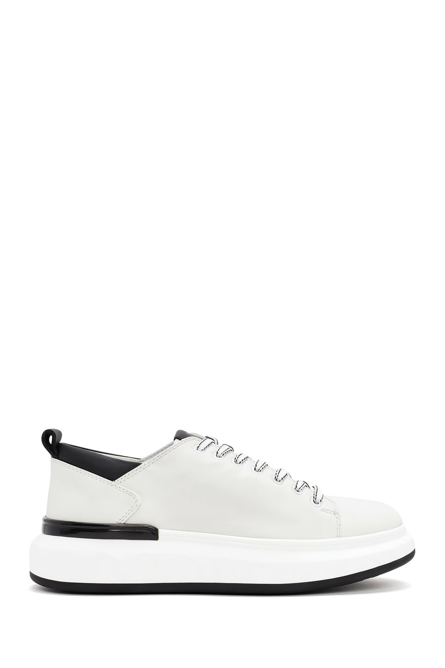 Men's White Thick Sole Lace Up Leather Sneaker 24SFD623218 | Derimod
