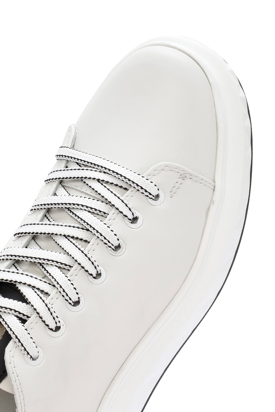 Men's White Thick Sole Lace Up Leather Sneaker