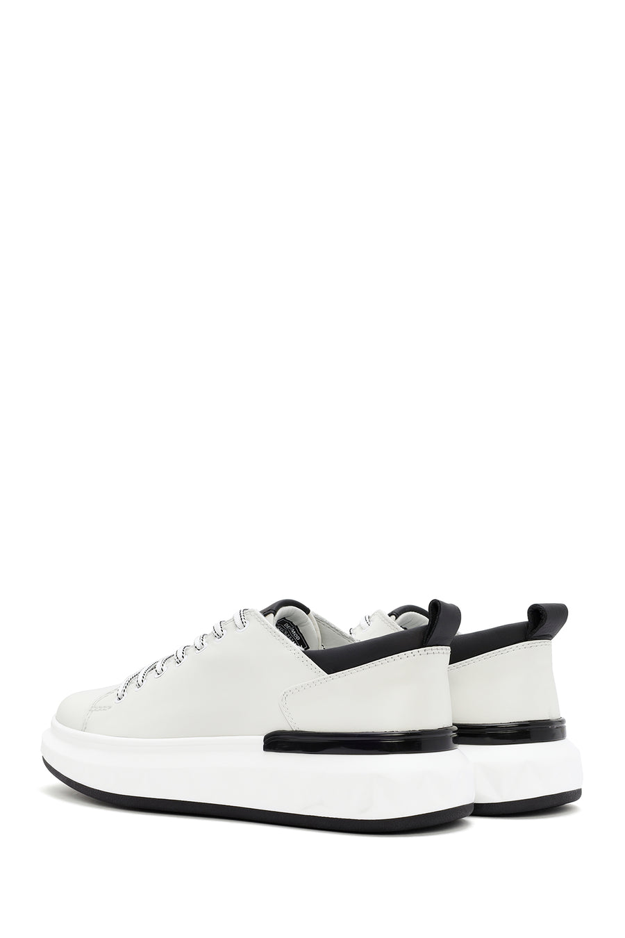 Men's White Thick Sole Lace Up Leather Sneaker