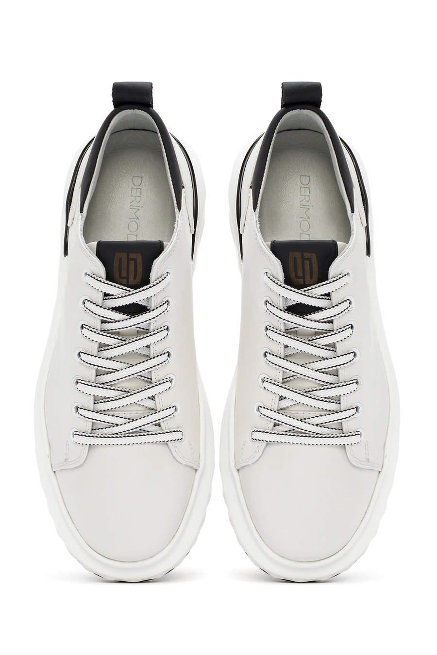 Men's White Thick Sole Lace Up Leather Sneaker