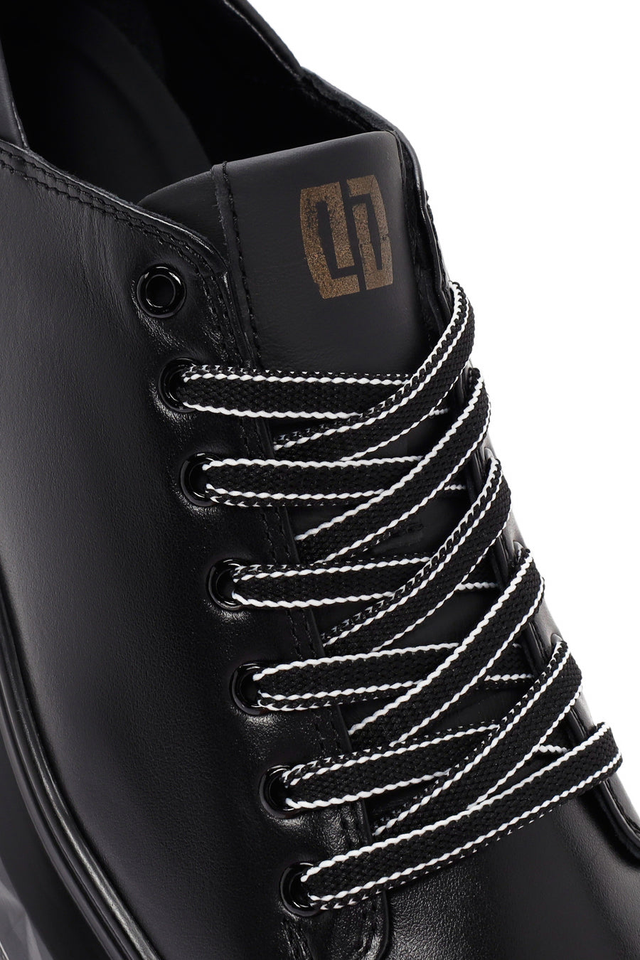 Men's Black Thick Sole Lace Up Leather Sneaker