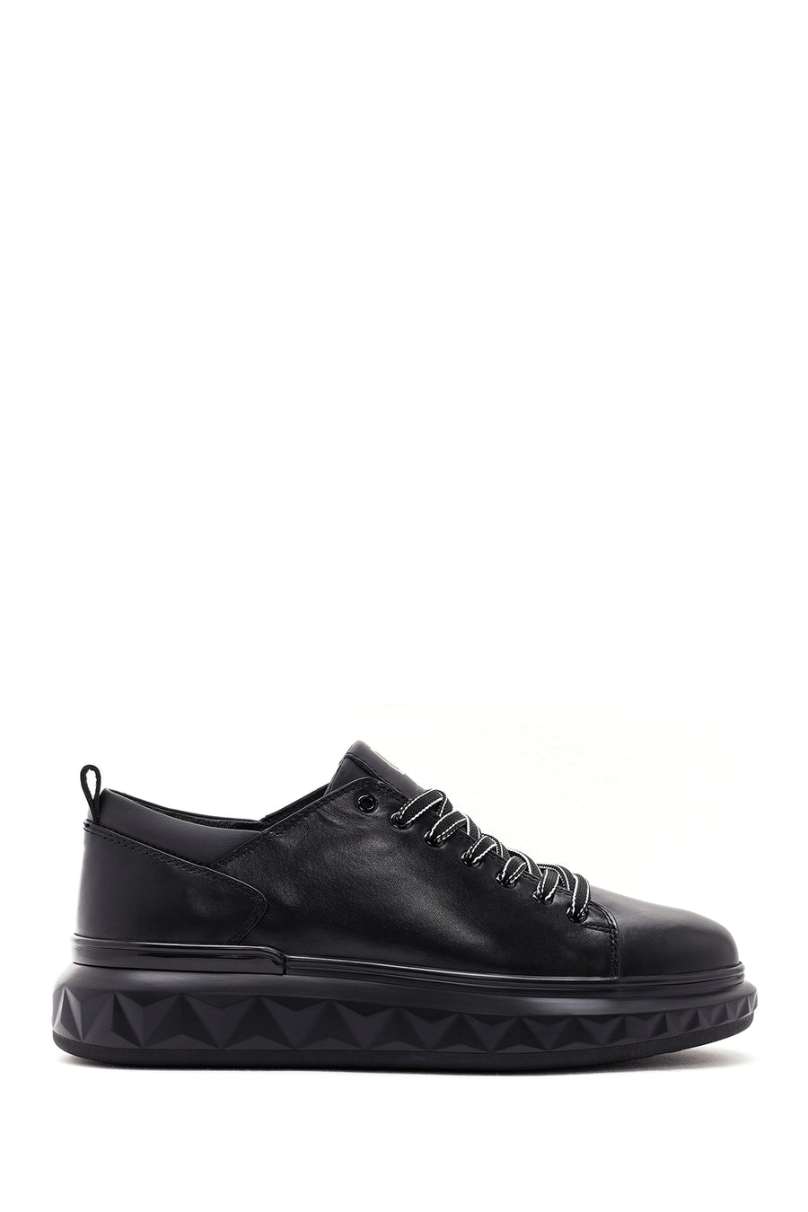 Men's Black Thick Sole Lace Up Leather Sneaker 24SFD623218 | Derimod